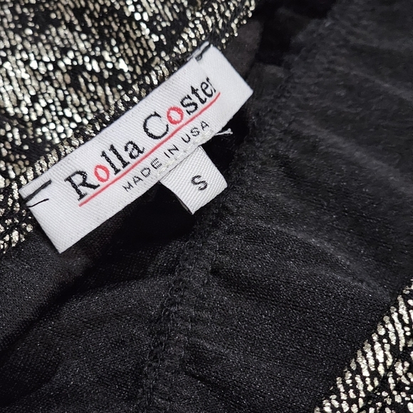 Rolla Coster ✦ Metallic Fit & Flare Mini ✦ Black w/ Gold Shimmer & Cutout Back S - Picture 11 of 17